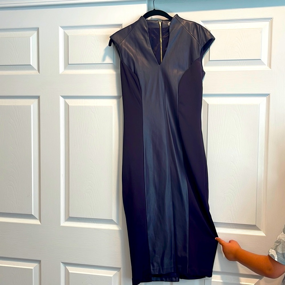 Purple sexy zipper leather dress